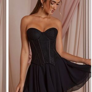 Oh Polly Strapless Lace Corset Mini Dress